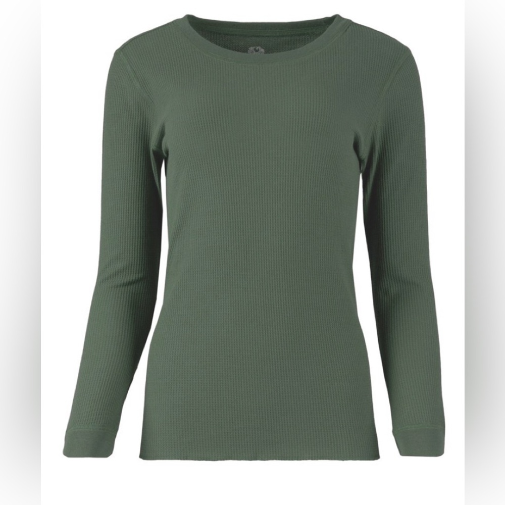 FRUIT OF THE LOOM Womens Waffle T-shirt Size 20 Thermal Style Green New